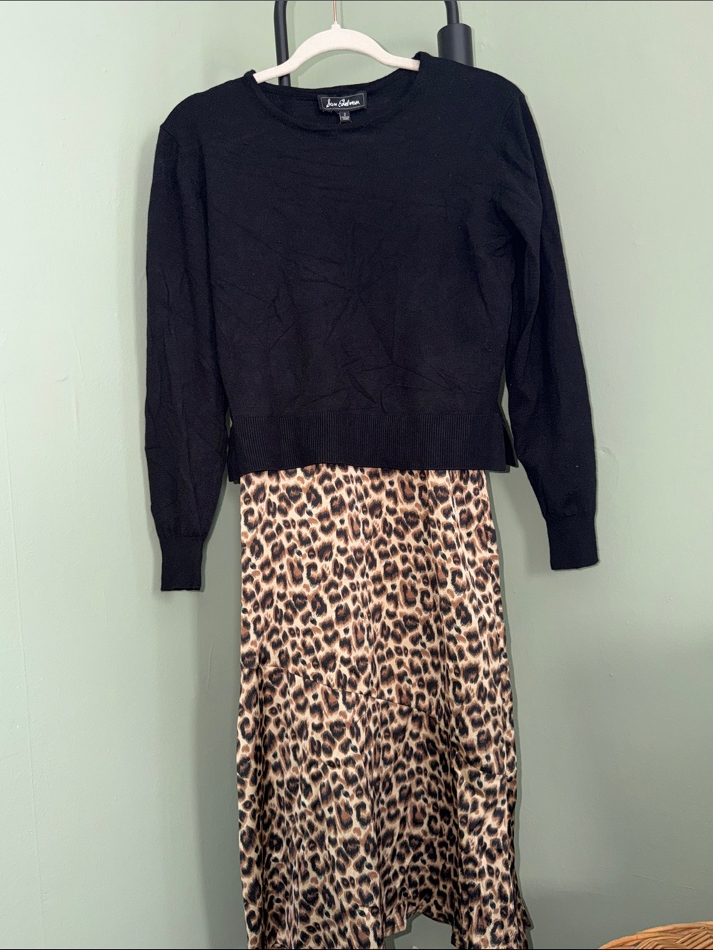 NWT Sam Edelman Sweater with leopard midi dress Sz 2